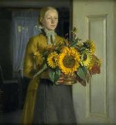 Michael Ancher A Girl with Sunflowers Spain oil painting artist